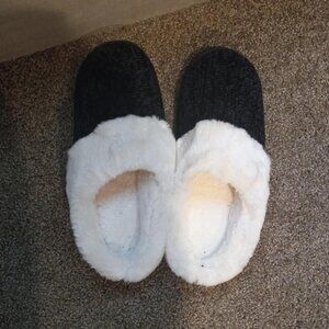 🆕Women Black Faux Fur Fleece Comfy Wool Like Warm Knit Chenille Slipper